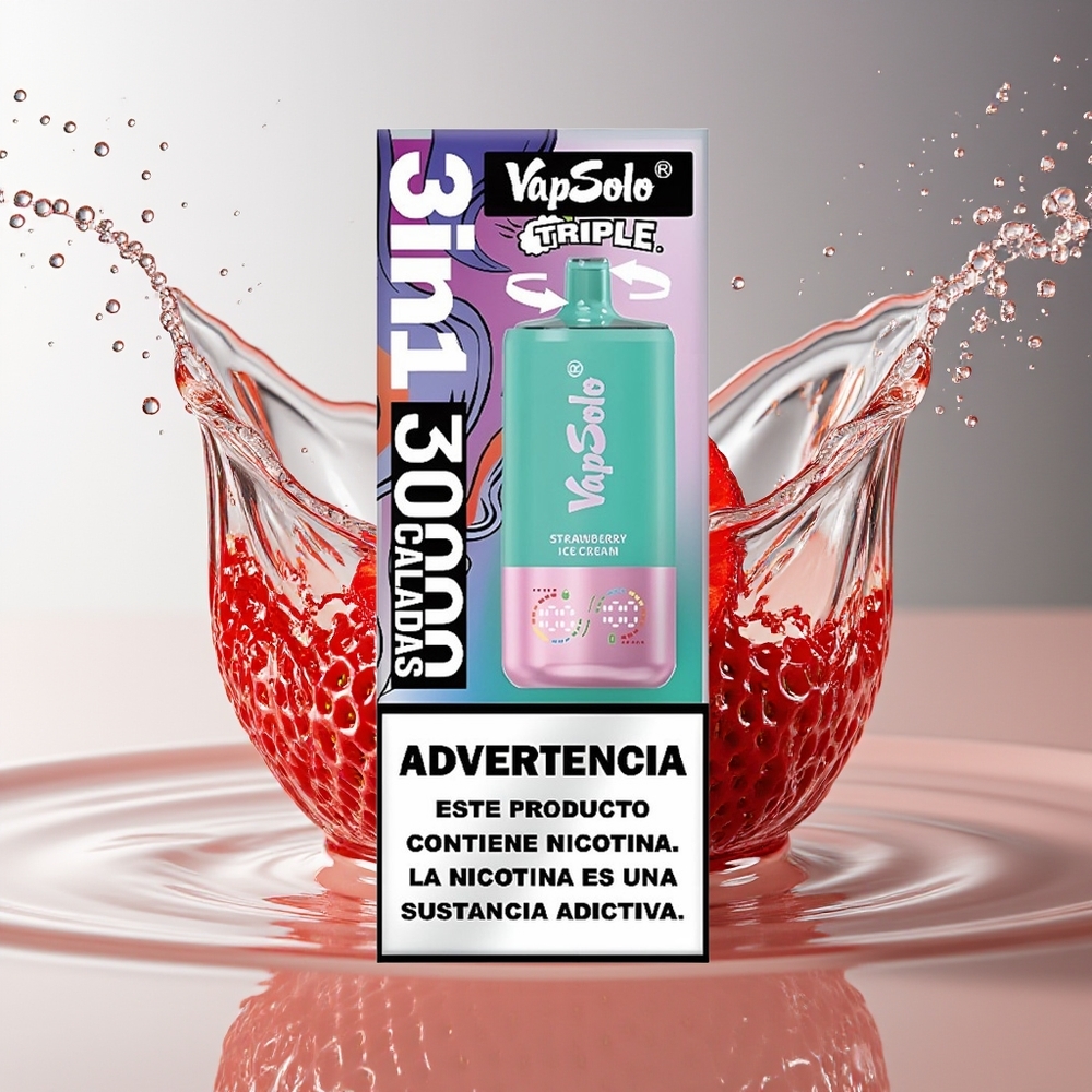 Vapsolo Triple 30000 Puffs Disposable Aardbeienijs 40ml 3 Tanken Type-C