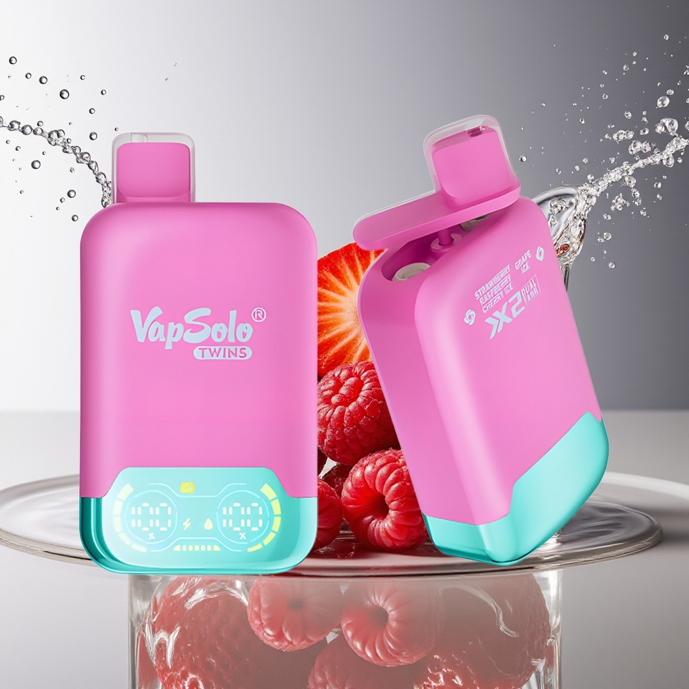 Vapsolo Twins 20000 Puffs 40ml Aardbei Framboos Kers IJs & Druif IJs Type-C 2 Tanken