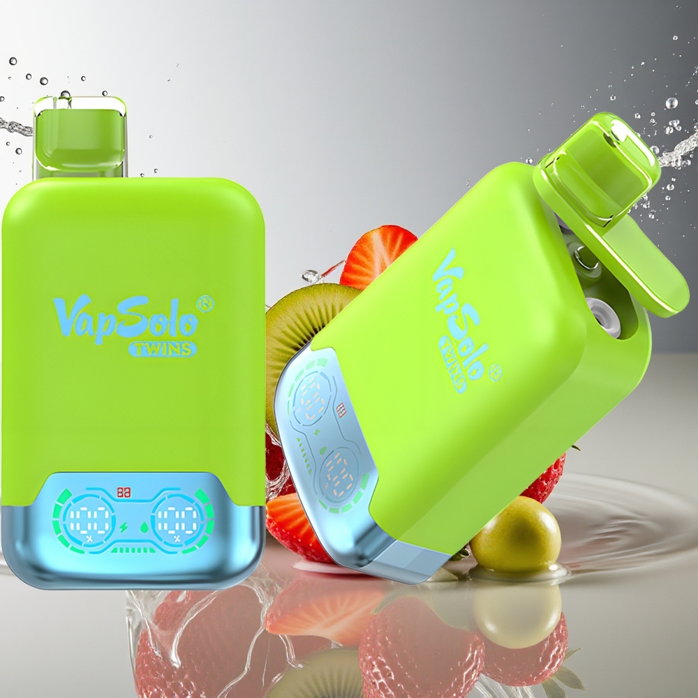 Vapsolo Twins 20000 Puffs 40ml Aardbei Kiwi & Aardbei Framboos Kers IJs Type-C