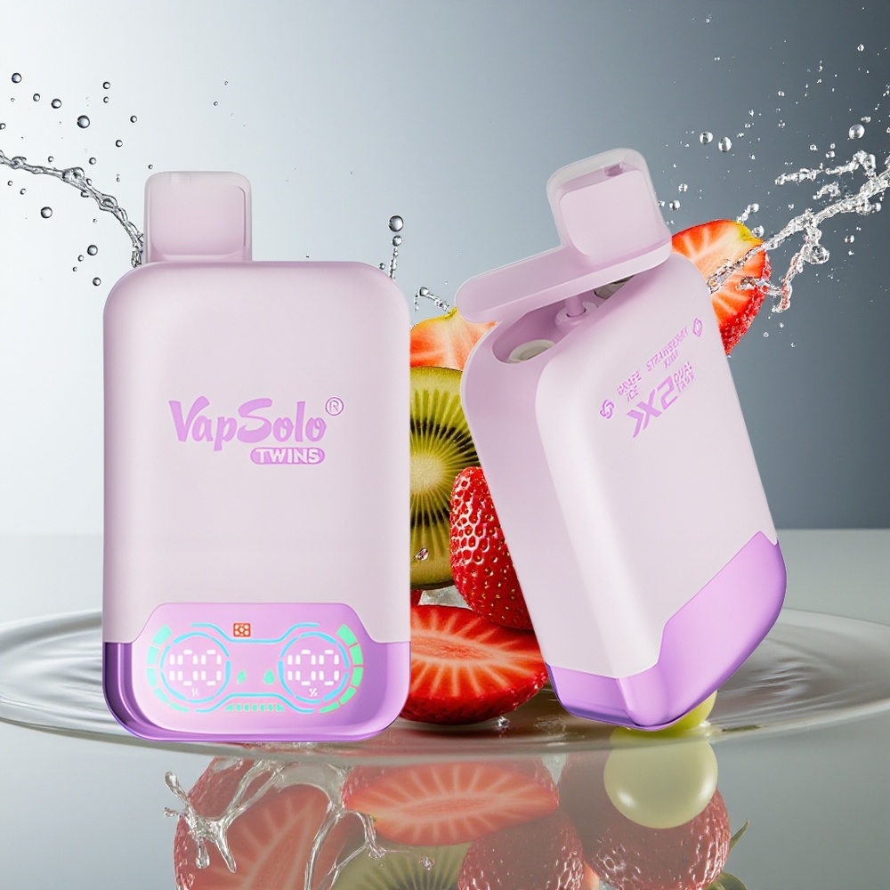 Vapsolo Twins 20000 Puffs 40ml Dubbele Tank Druif IJs & Aardbei Kiwi Type-C