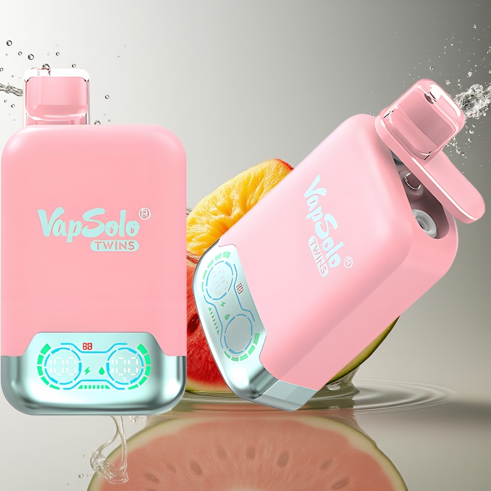 Vapsolo Twins 20000 Puffs Dubbele Tank Aardbei IJs & Mango Perzik Watermeloen Type-C