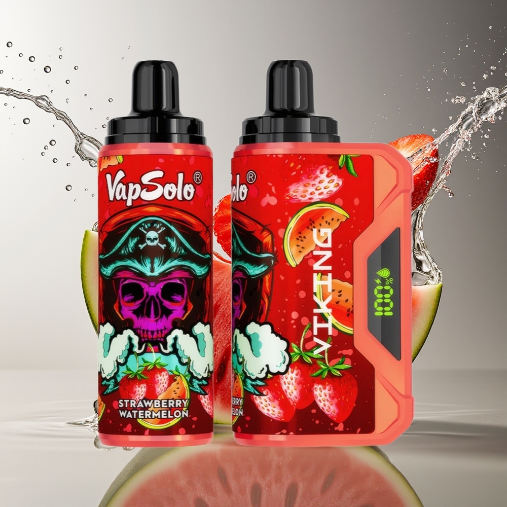 VapSolo VIKING 12000 Puffs Aardbei Watermeloen Type-C LED Display 22ml
