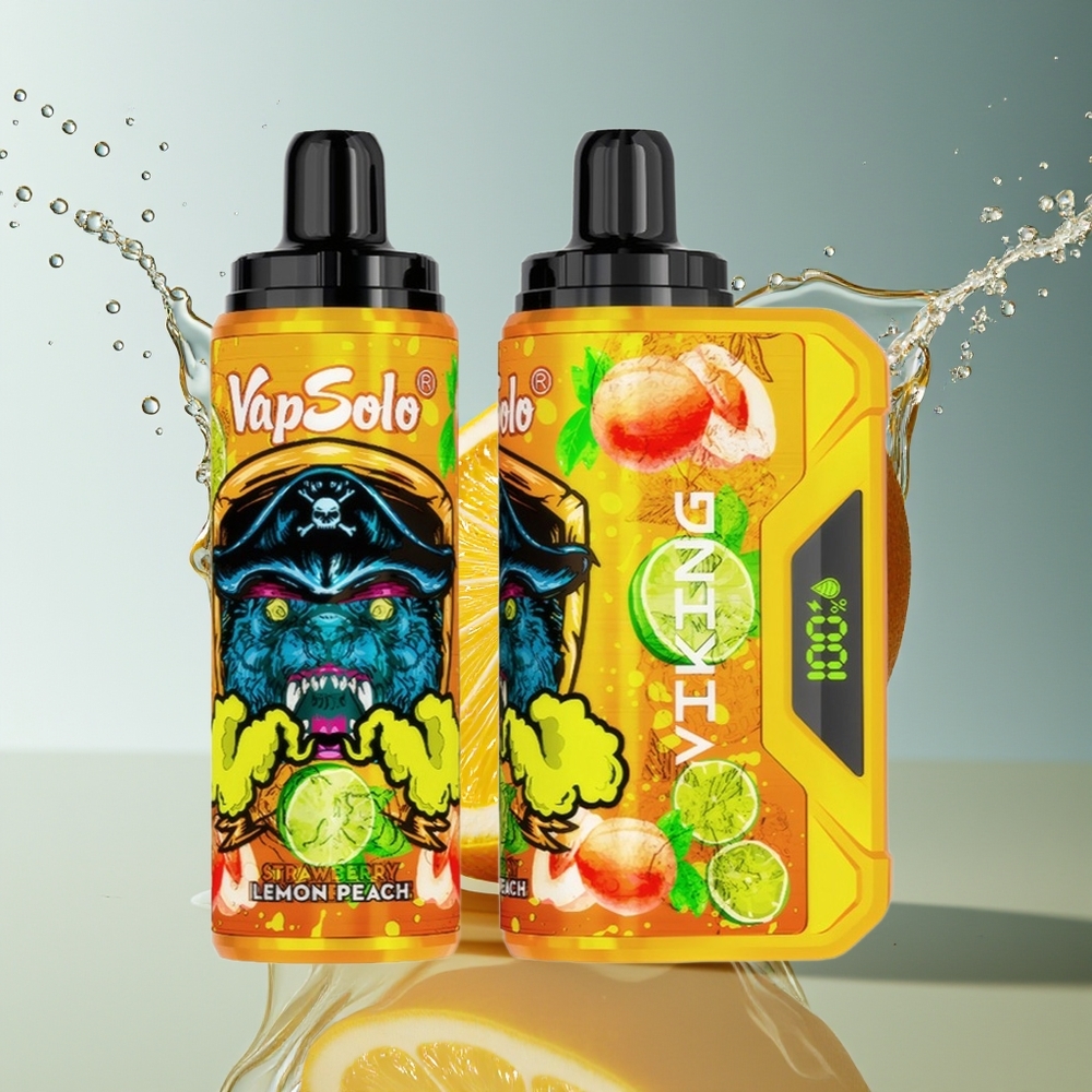 VapSolo VIKING 12000 Puffs Citroen Perzik Wegwerp Vape Type-C LED 22ml