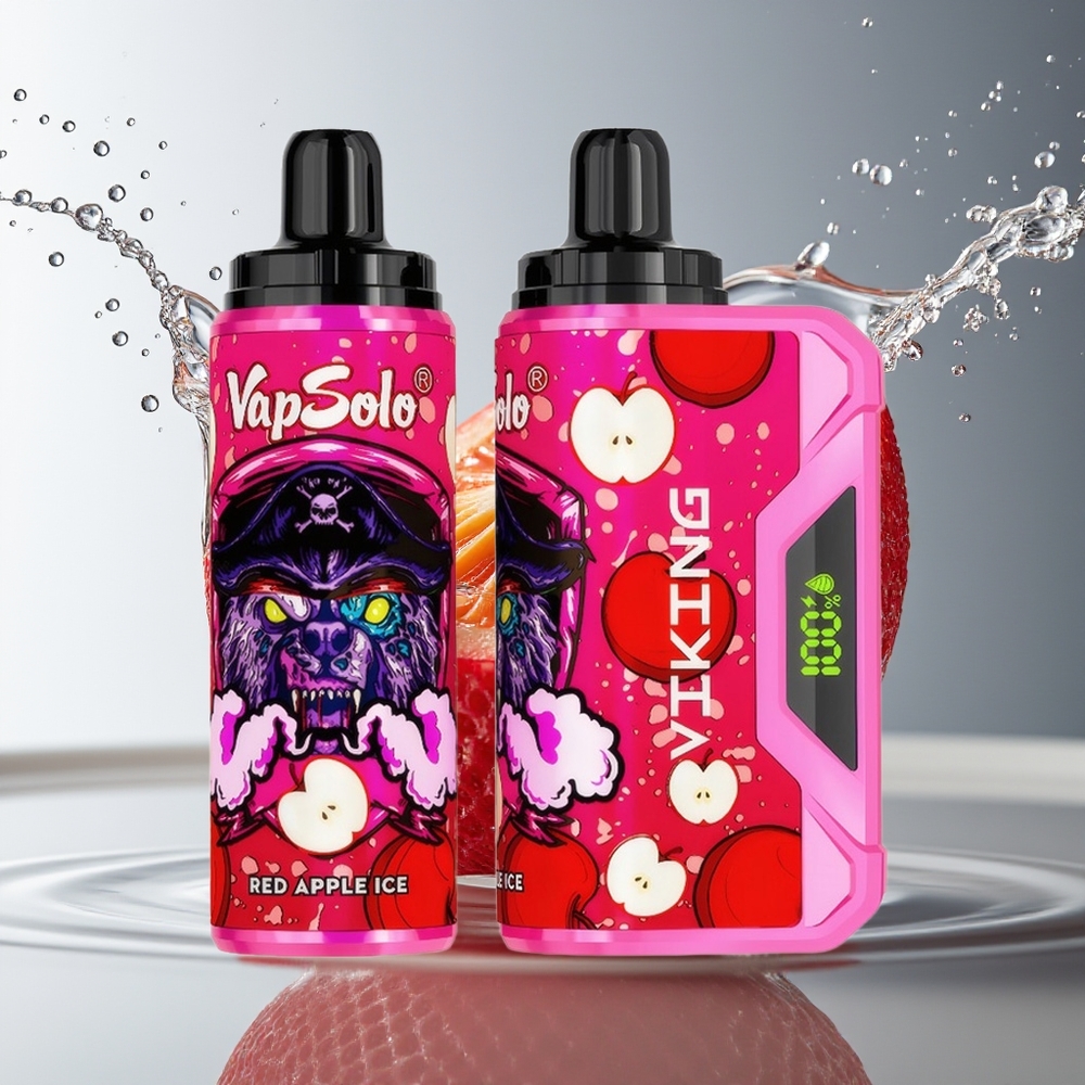 VapSolo VIKING 12000 Puffs Wegwerp Vape Rode Appel IJs Type-C 22ml Display 20/50mg