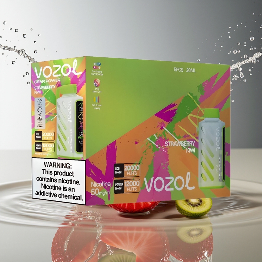 VOZOL Gear Power 20000 Puffs Aardbei-Kiwi Dual Mesh Volledig Scherm 20mL 5%