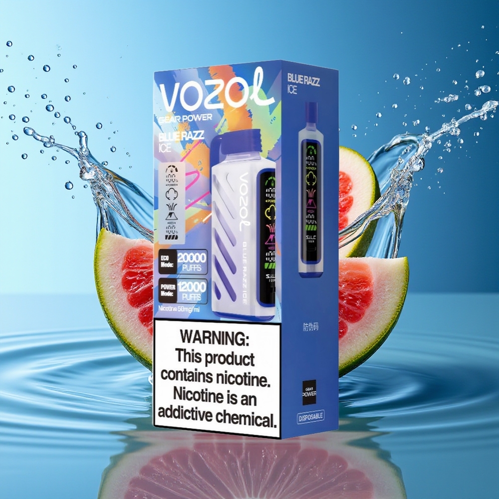 VOZOL Gear Power 20000 Puffs Blauwe Framboos IJs Dual Mesh Full Screen Display