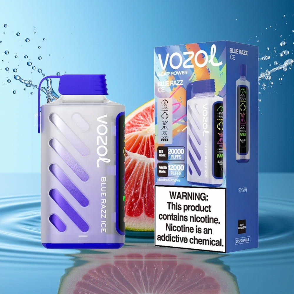 VOZOL Gear Power 20000 Puffs Blauwe Framboos IJs Dual Mesh Full Screen Display