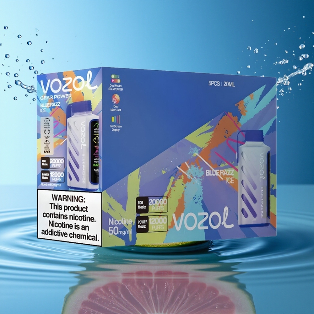 VOZOL Gear Power 20000 Puffs Blauwe Framboos IJs Dual Mesh Full Screen Display