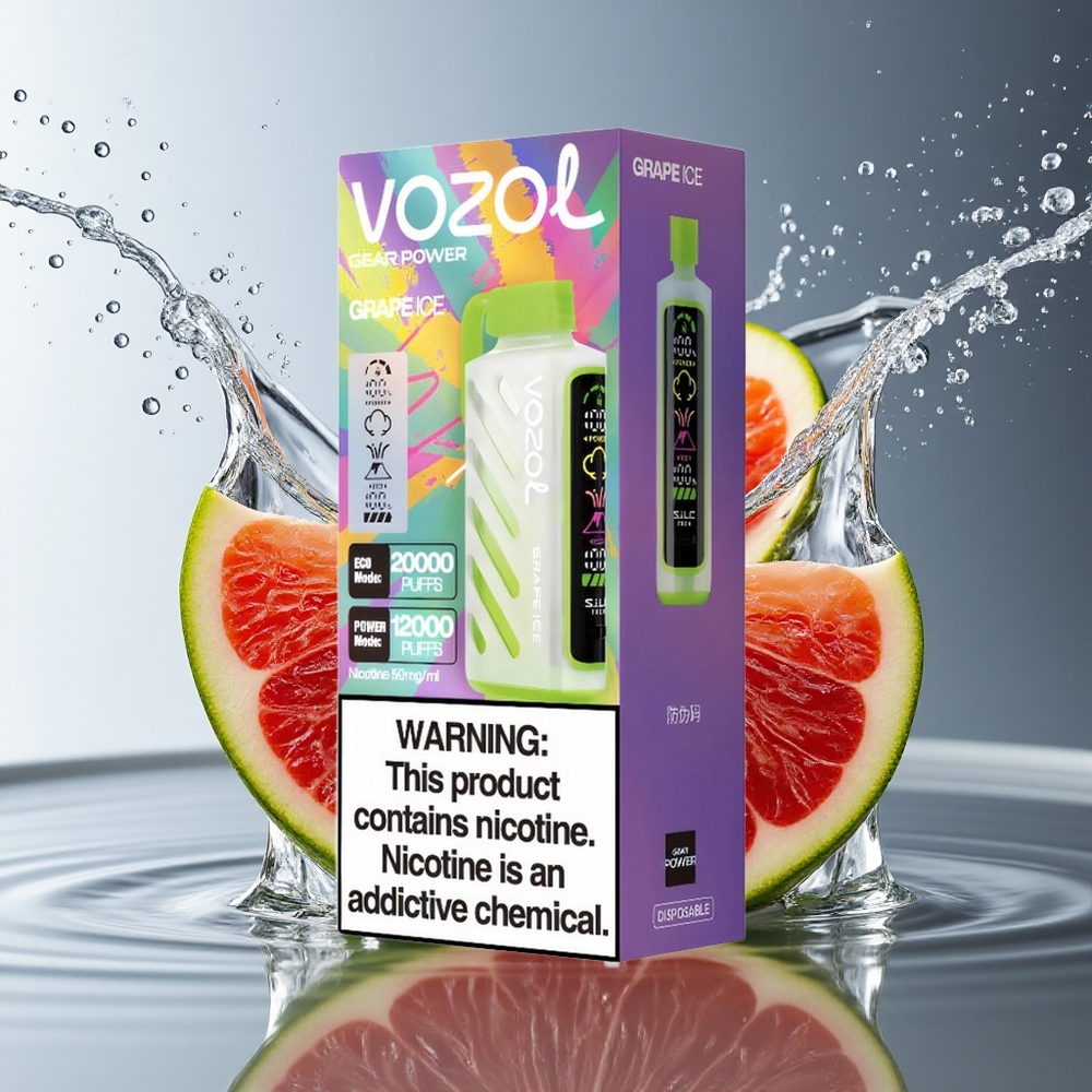 VOZOL Gear Power 20000 Puffs Druiven IJs S.i.L.C. Tech Dual Mesh 20mL 50mg