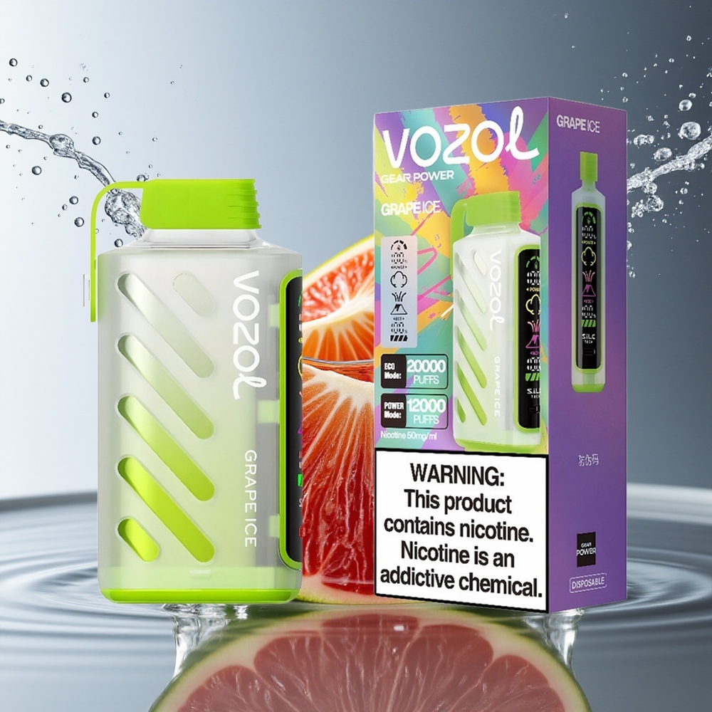 VOZOL Gear Power 20000 Puffs Druiven IJs S.i.L.C. Tech Dual Mesh 20mL 50mg