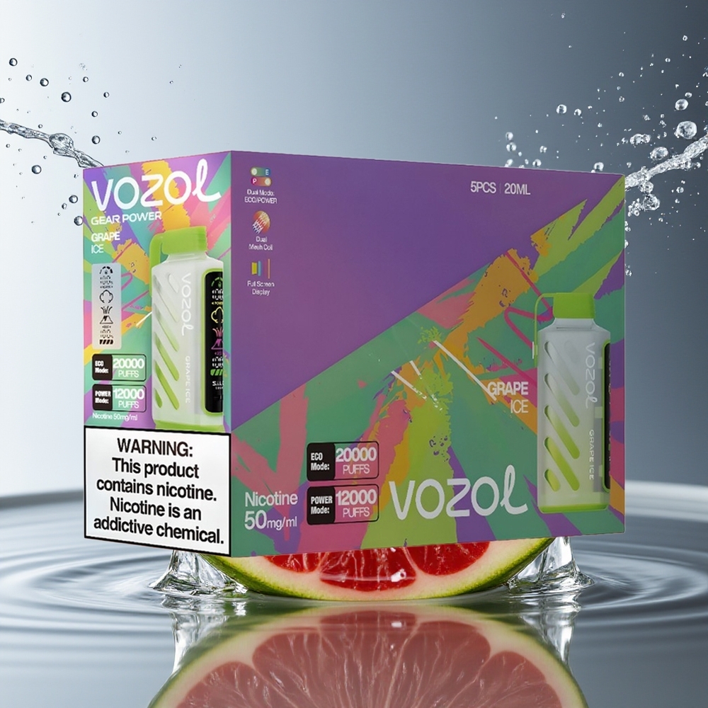VOZOL Gear Power 20000 Puffs Druiven IJs S.i.L.C. Tech Dual Mesh 20mL 50mg