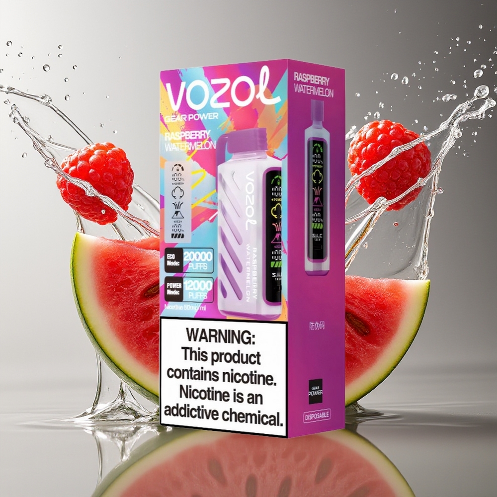 VOZOL Gear Power 20000 Puffs Dual Mesh Framboos Watermeloen Full Screen Display