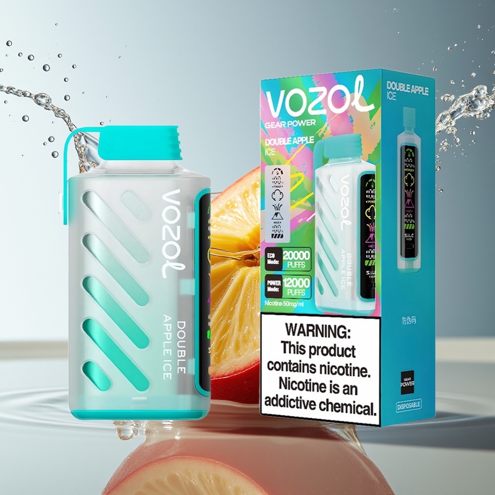 VOZOL Gear Power 20000 Puffs Wegwerp Vape Dubbele Appel Ijs S.i.L.C. Tech Dual Mesh 20mL 5%