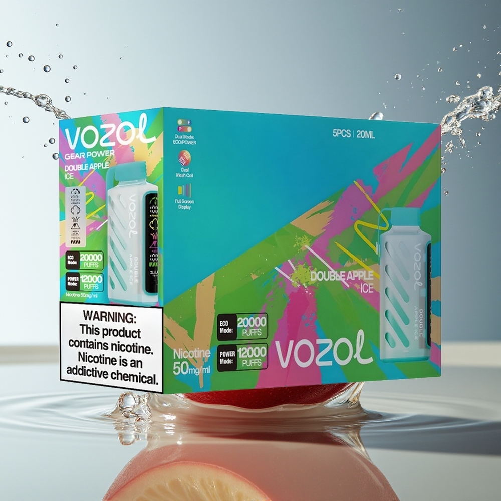 VOZOL Gear Power 20000 Puffs Wegwerp Vape Dubbele Appel Ijs S.i.L.C. Tech Dual Mesh 20mL 5%