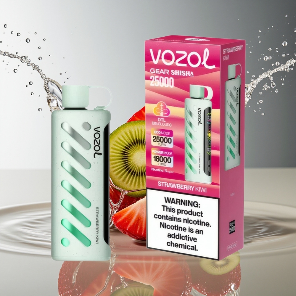 VOZOL Gear Shisha 25000 Puffs Aardbei Kiwi Dual Mesh S.i.L.C Tech 1000mAh 5mg/ml
