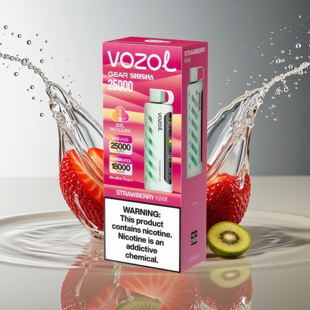 VOZOL Gear Shisha 25000 Puffs Aardbei Kiwi Dual Mesh S.i.L.C Tech 1000mAh 5mg/ml