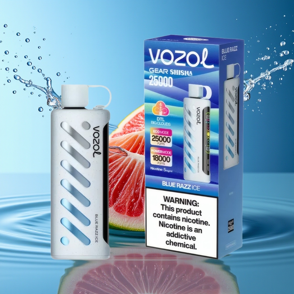 VOZOL Gear Shisha 25000 Puffs Blauwe Framboos Ijs Dual Mesh 1000mAh 5mg