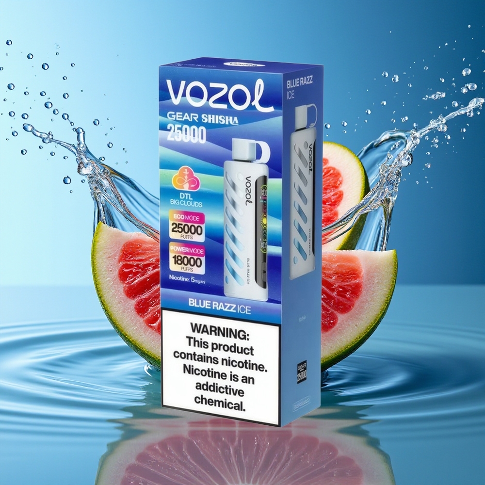 VOZOL Gear Shisha 25000 Puffs Blauwe Framboos Ijs Dual Mesh 1000mAh 5mg
