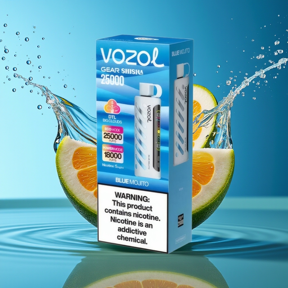 VOZOL Gear Shisha 25000 Puffs Blauwe Mojito Dual Mesh 1000mAh 5mg/ml S.i.L.C Tech