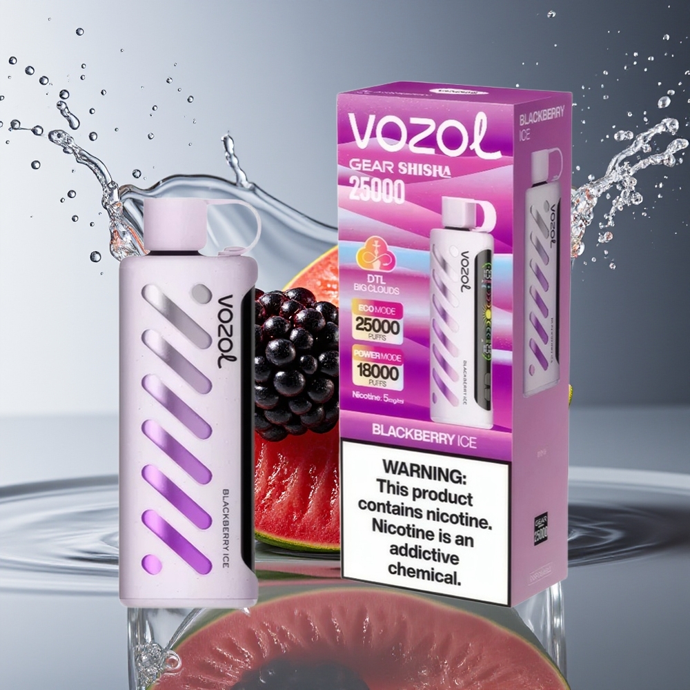 VOZOL Gear Shisha 25000 Puffs Braambes IJs Dual Mesh 1000mAh 5mg/ml S.i.L.C Tech
