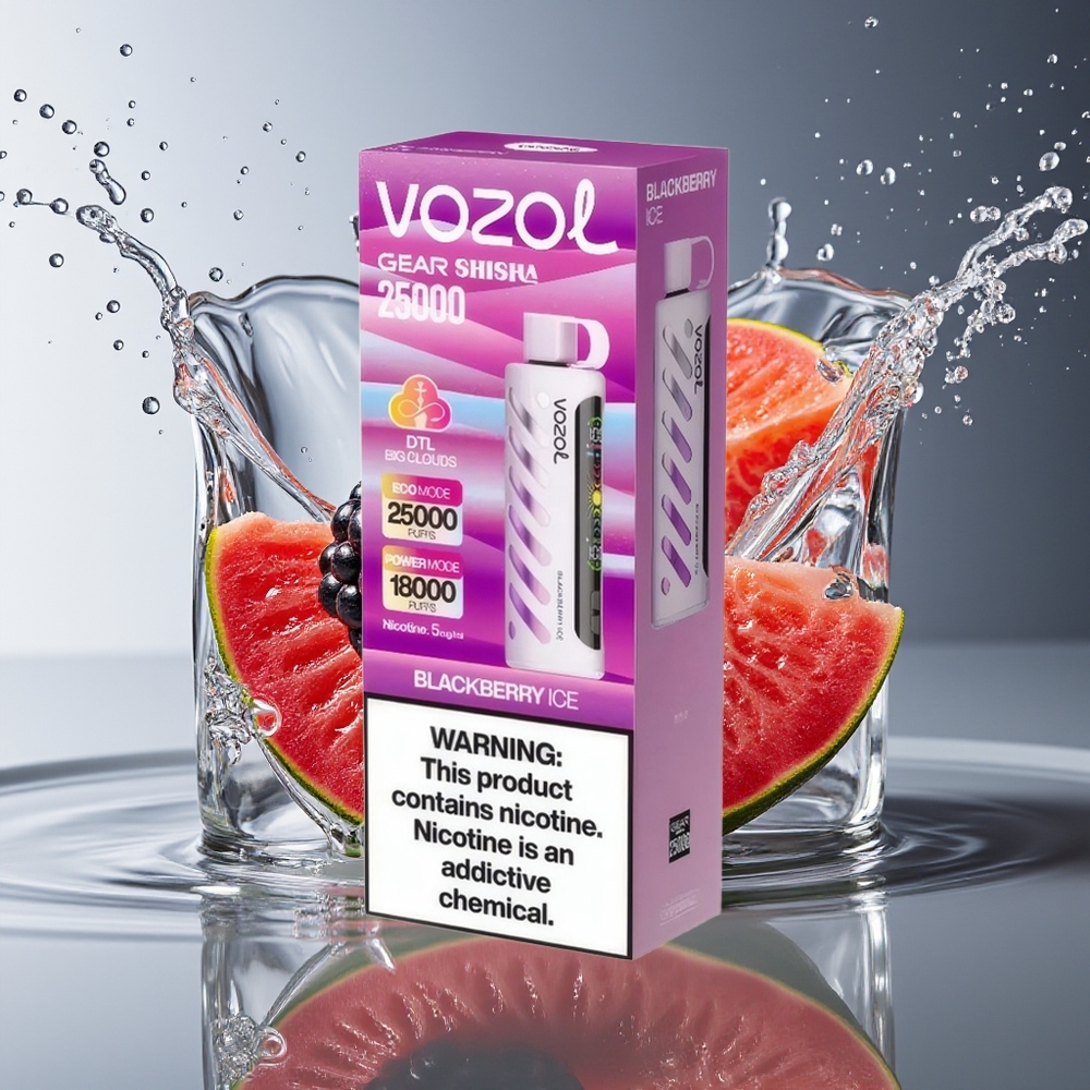 VOZOL Gear Shisha 25000 Puffs Braambes IJs Dual Mesh 1000mAh 5mg/ml S.i.L.C Tech