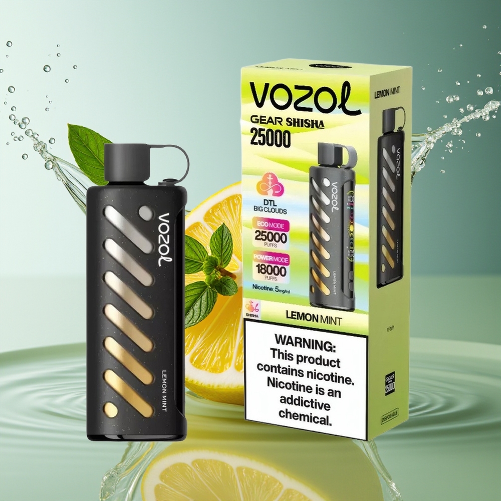 VOZOL Gear Shisha 25000 Puffs Citroen Munt S.i.L.C Tech Dual Mesh 1000mAh 5mg/ml