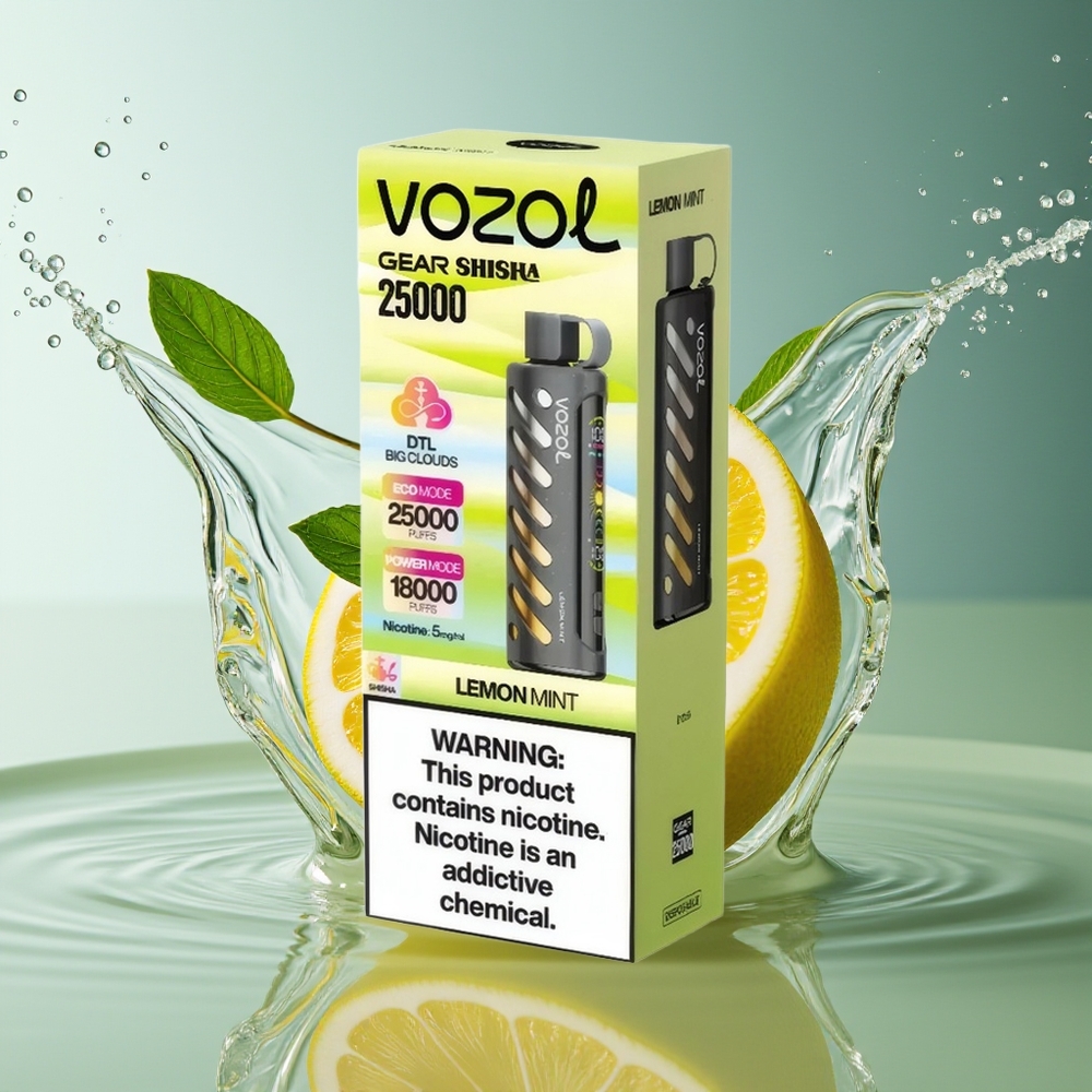 VOZOL Gear Shisha 25000 Puffs Citroen Munt S.i.L.C Tech Dual Mesh 1000mAh 5mg/ml