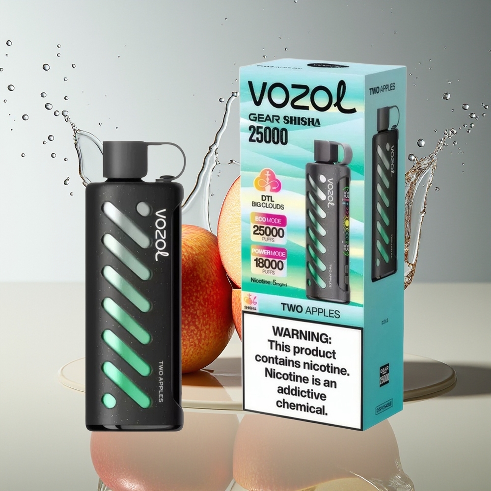 VOZOL Gear Shisha 25000 Puffs Dubbele Appel S.i.L.C Tech Dual Mesh 1000mAh 5mg/ml