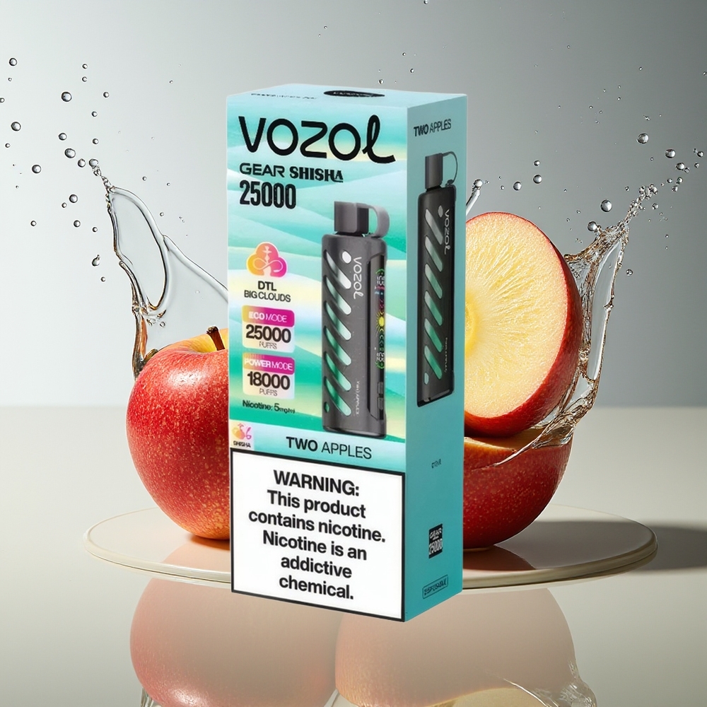 VOZOL Gear Shisha 25000 Puffs Dubbele Appel S.i.L.C Tech Dual Mesh 1000mAh 5mg/ml