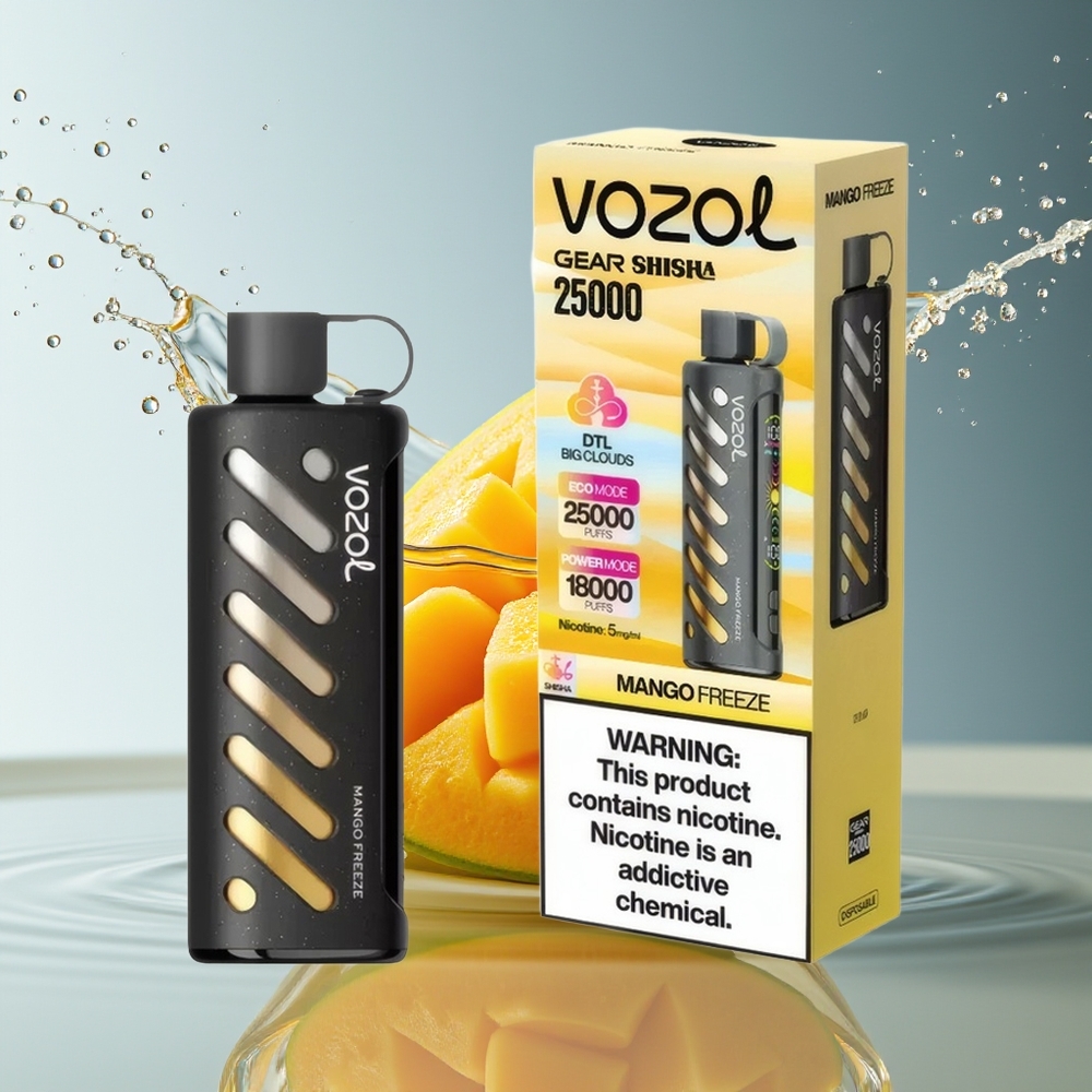 VOZOL Gear Shisha 25000 Puffs Mango Vries S.i.L.C Tech Dual Mesh 5mg/ml 1000mAh