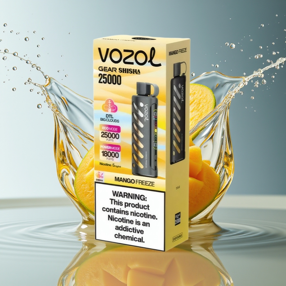 VOZOL Gear Shisha 25000 Puffs Mango Vries S.i.L.C Tech Dual Mesh 5mg/ml 1000mAh