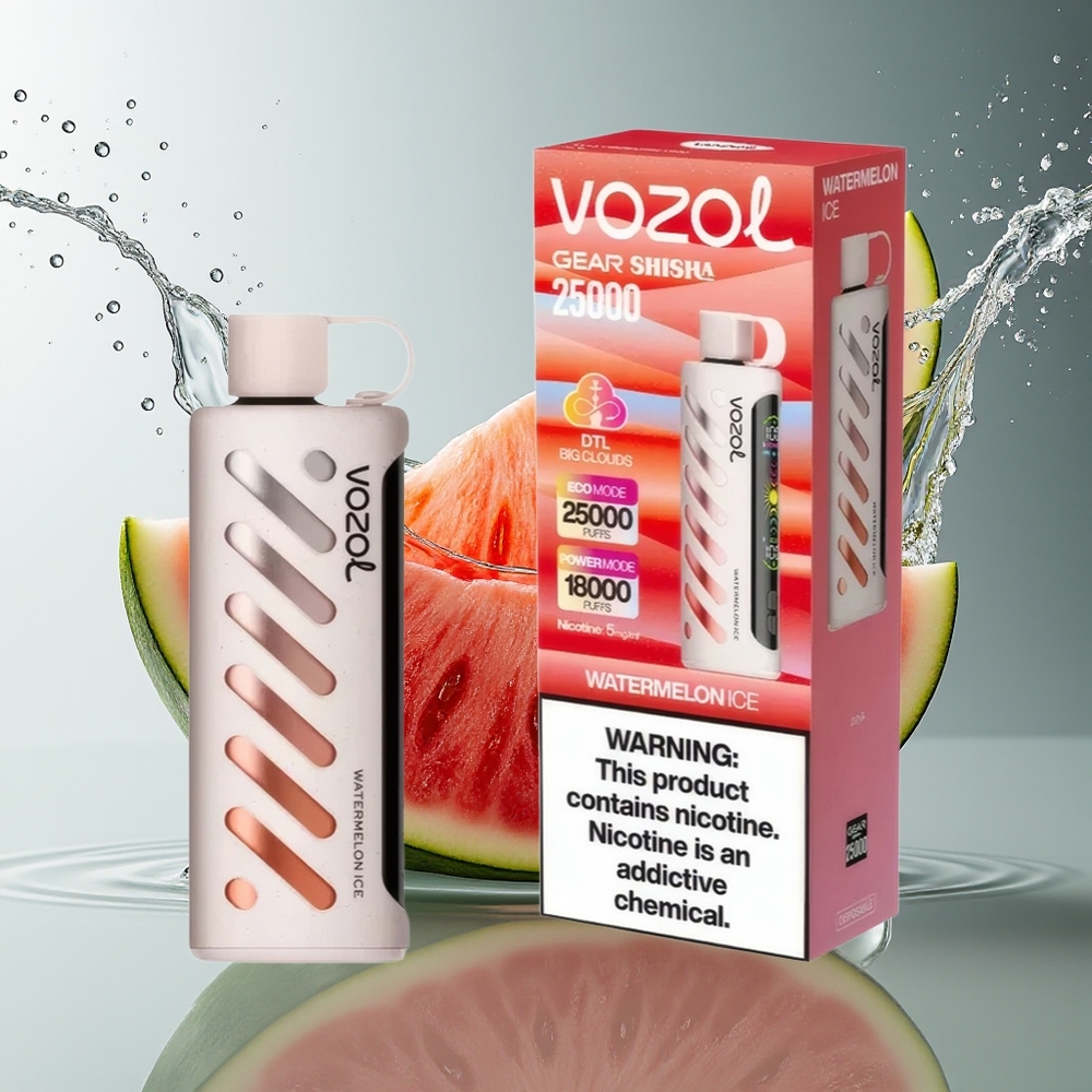 VOZOL Gear Shisha 25000 Puffs Watermeloen Ijs Dual Mesh 1000mAh 5mg/ml S.i.L.C Tech