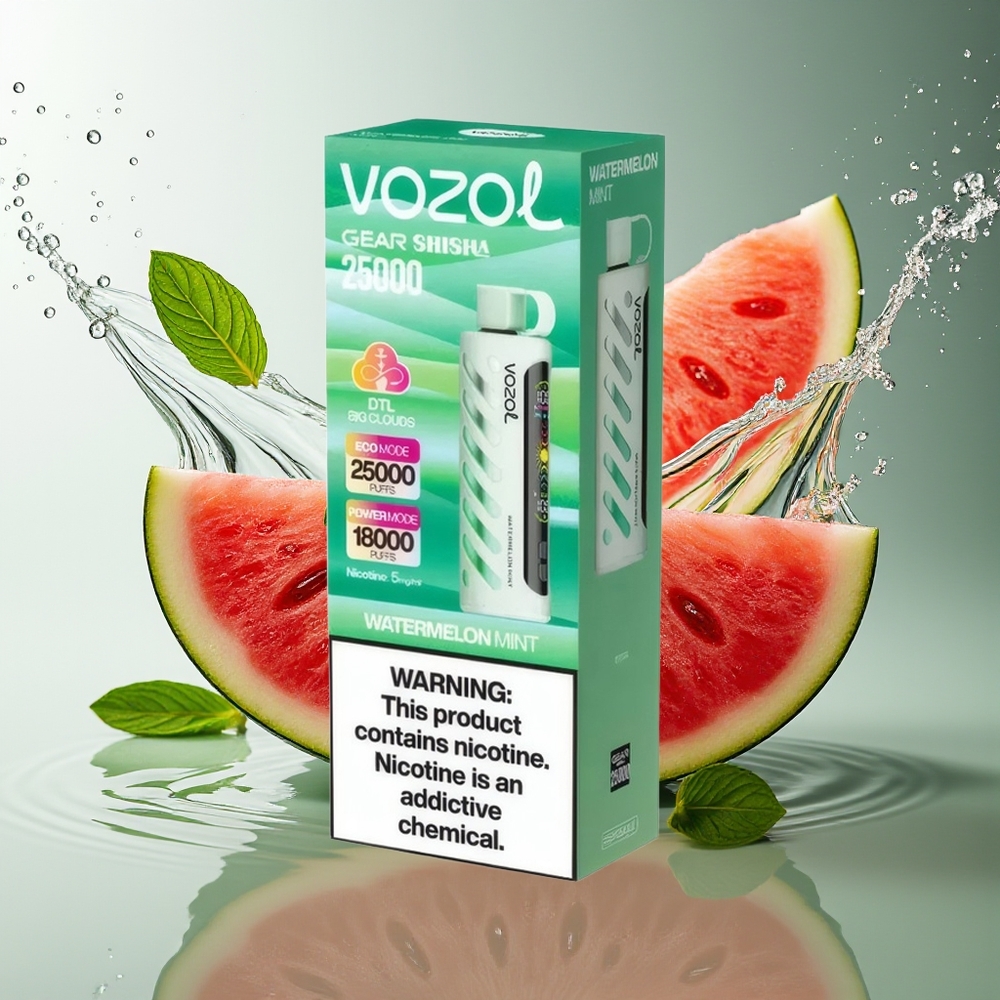 VOZOL Gear Shisha 25000 Puffs Watermeloen Munt Dual Mesh 1000mAh 5mg/ml S.i.L.C Tech