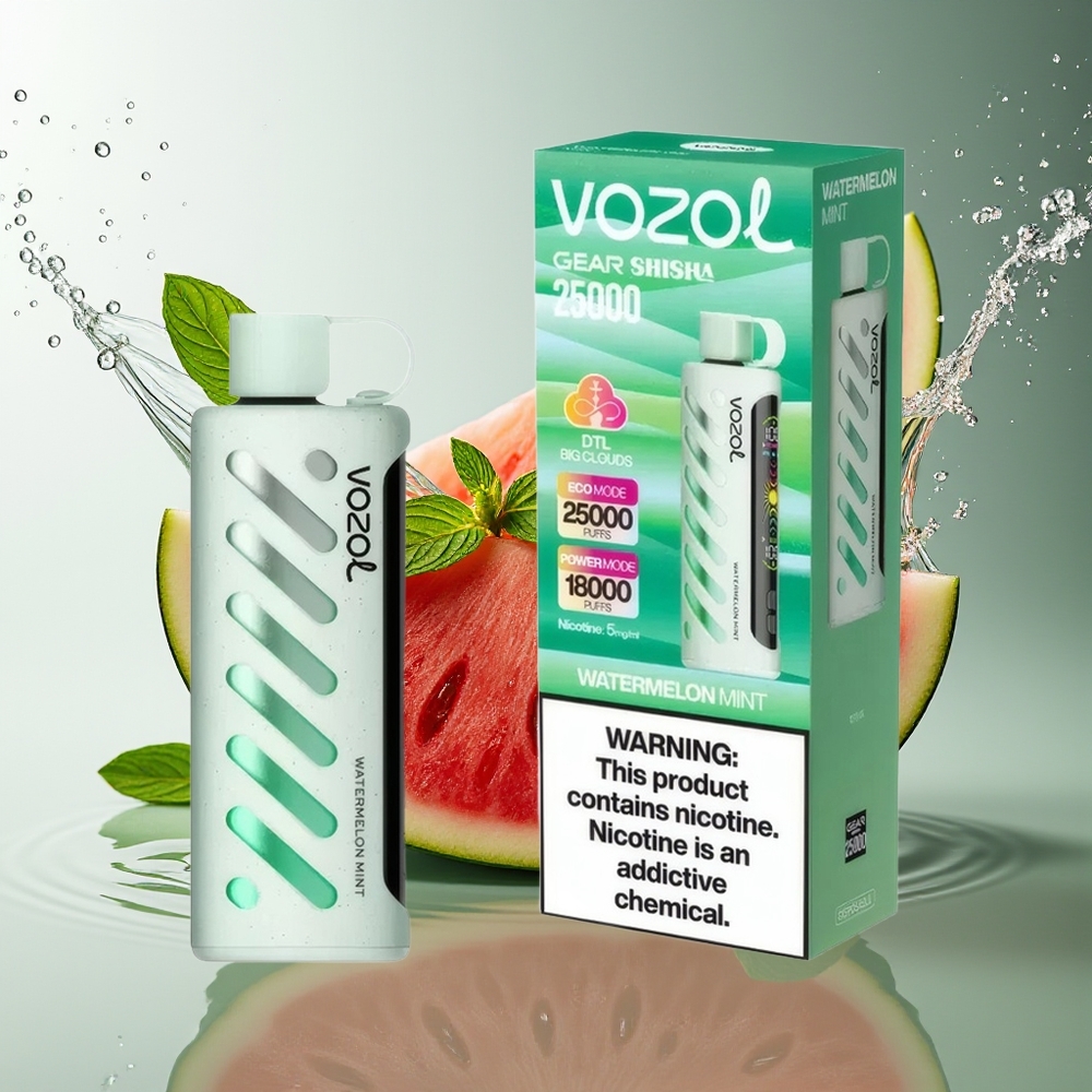 VOZOL Gear Shisha 25000 Puffs Watermeloen Munt Dual Mesh 1000mAh 5mg/ml S.i.L.C Tech