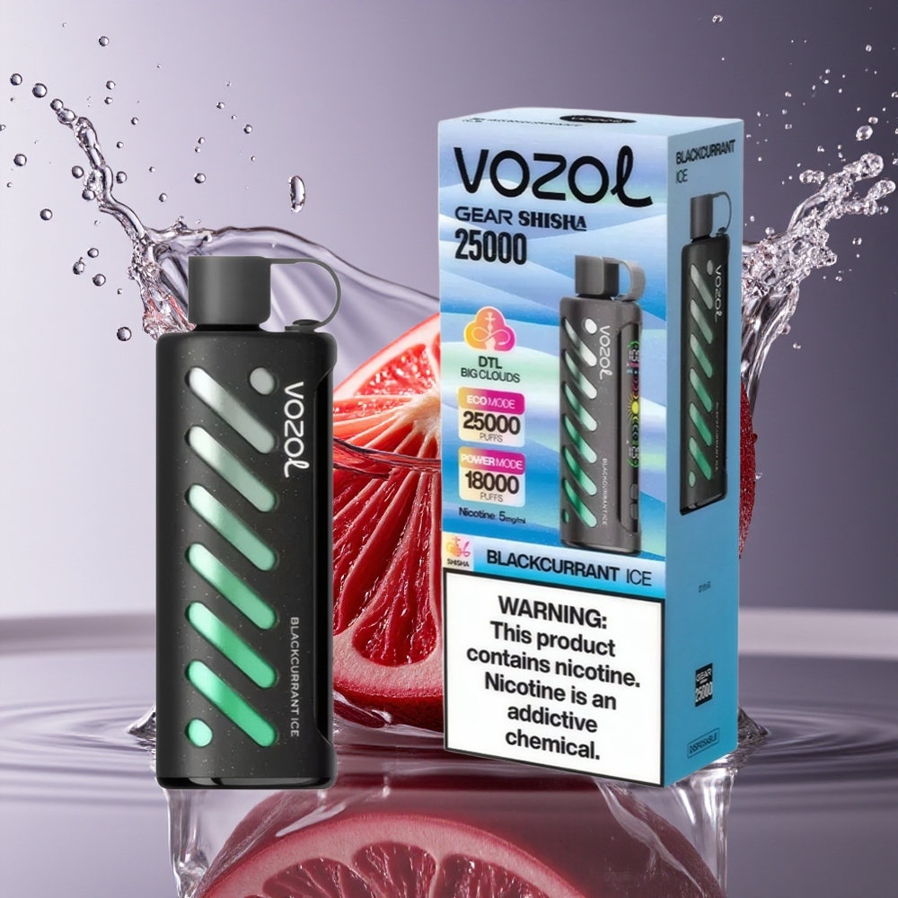 VOZOL Gear Shisha 25000 Puffs Zwarte Bes IJs Wegwerp Vape Dual Mesh S.i.L.C Tech 5mg/ml