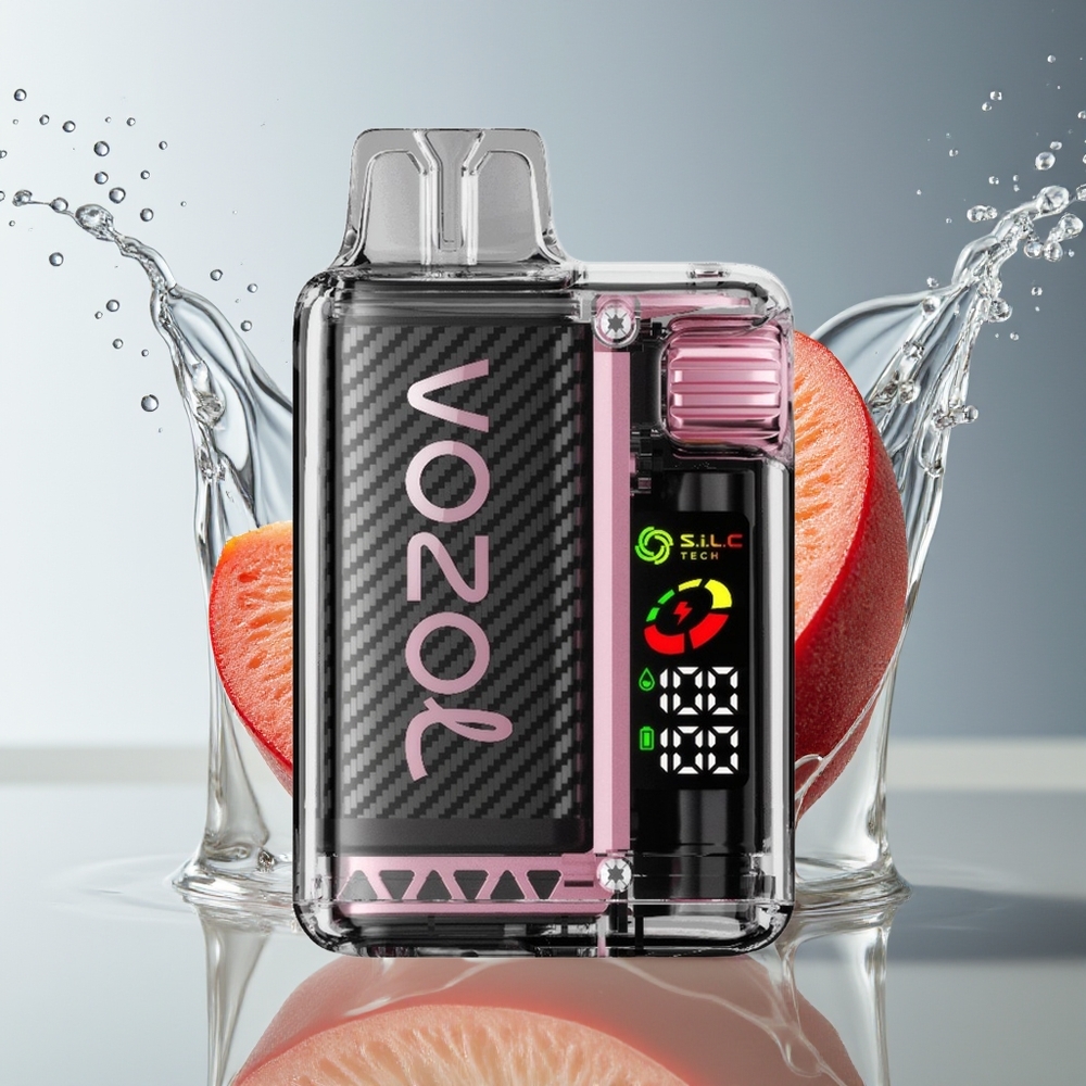 VOZOL Vista 20000 Puffs Oplaadbaar 650mAh 2% Nicotine OLED Perzik Ijs MCU Dual Mesh PCR 65% TPD MTL 6W