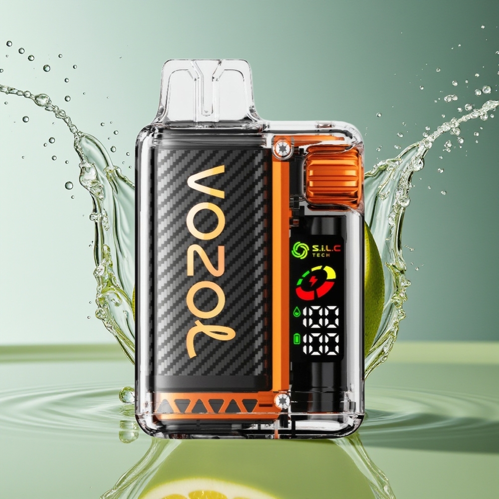 VOZOL Vista 20000 Puffs Oplaadbare Wegwerp Vape Citroen Limoen 650mAh 2% OLED S.i.L.C Tech MCU PCR TPD MTL