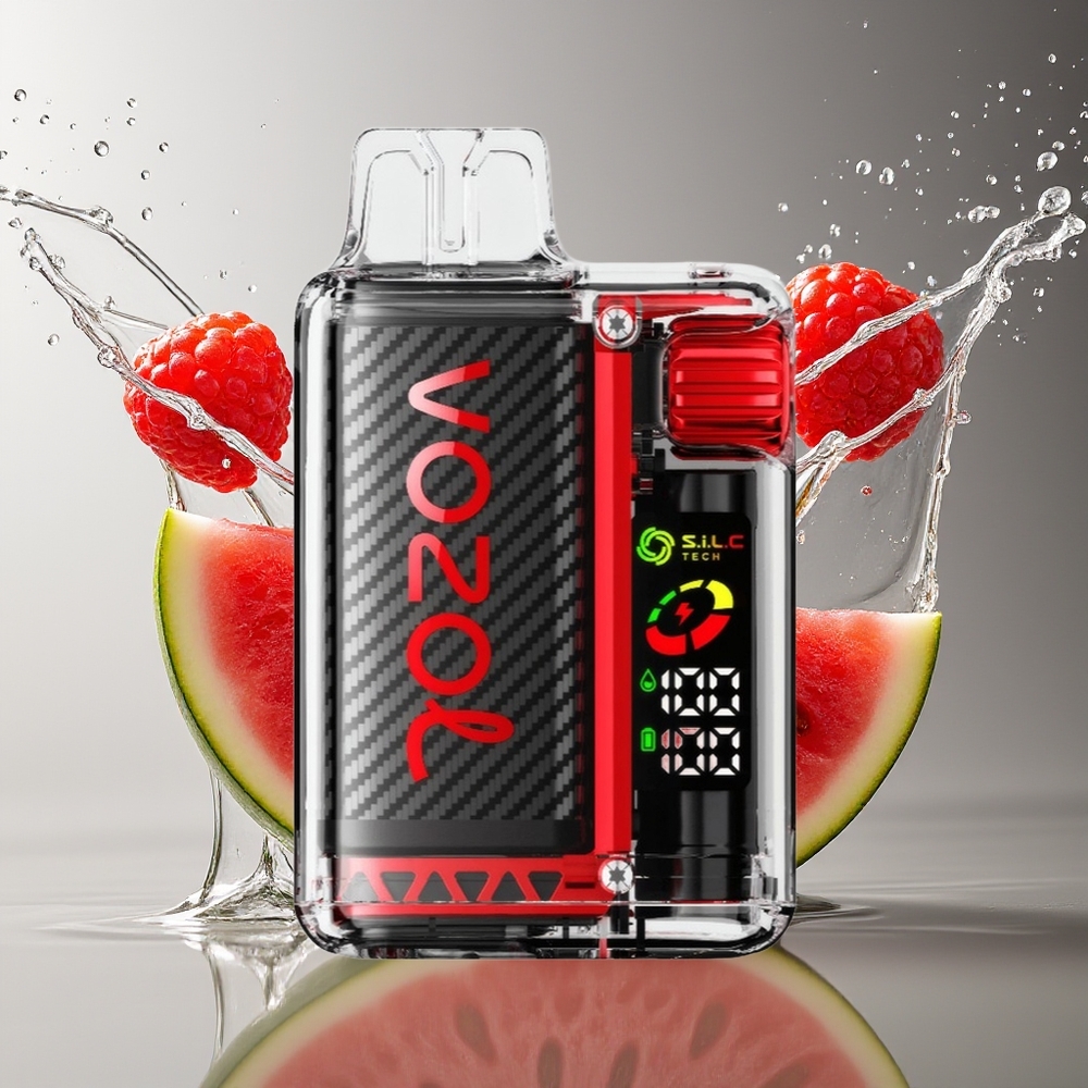 VOZOL Vista 20000 Puffs Oplaadbare Wegwerp Vape Framboos Watermeloen MCU Dual Mesh OLED 650mAh